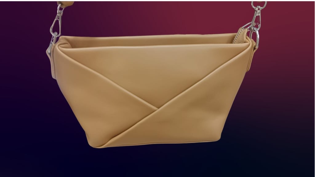 Geometric Tan Leather Shoulder Bag - AM01427MB Modern design with a stylish edge